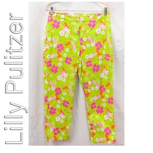 Lilly Pulitzer Gidget Green Flip Flops Crops Capri